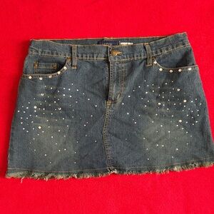 Embellished Denim Mini Skirt